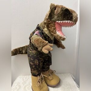 Build-A-Bear Brown Camo T-Rex Plush with Pink Mouth